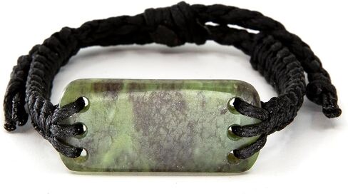 100% New Zealand Jade Bracelet for Men and Women, Hand Carved Maori Bracelet Jade Pendant for Men With Black Macrame Adjustable Cord, Pounamu Green Stone, Nephrite Jade Bracelet 1in (25mm) in Saudi Arabia