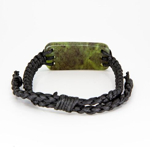100% New Zealand Jade Bracelet for Men and Women, Hand Carved Maori Bracelet Jade Pendant for Men With Black Macrame Adjustable Cord, Pounamu Green Stone, Nephrite Jade Bracelet 1in (25mm) in Saudi Arabia