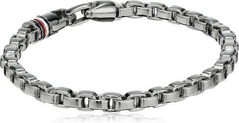 Tommy Hilfiger -Men's Jewelry Stainless Steel Box Chain Bracelet Color: Silver (Model: 2790030) in Saudi Arabia