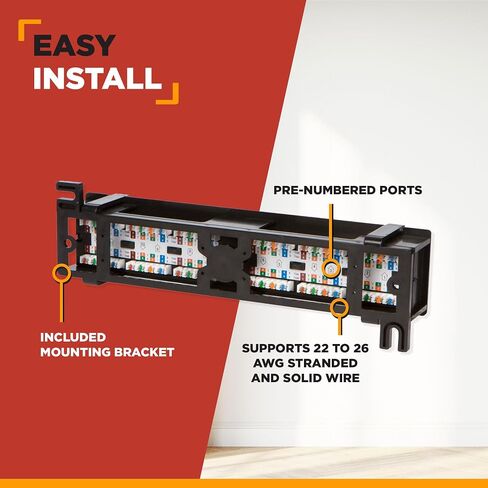 Buyer's Point 24 Port Cat6 RJ45 Patch Panel | Built for Rack or Wall Mount Cable Management w/Punch Down Tool, Server Compatible with Cat 3/4/5/5e/6 — 1 Pack in Saudi Arabia