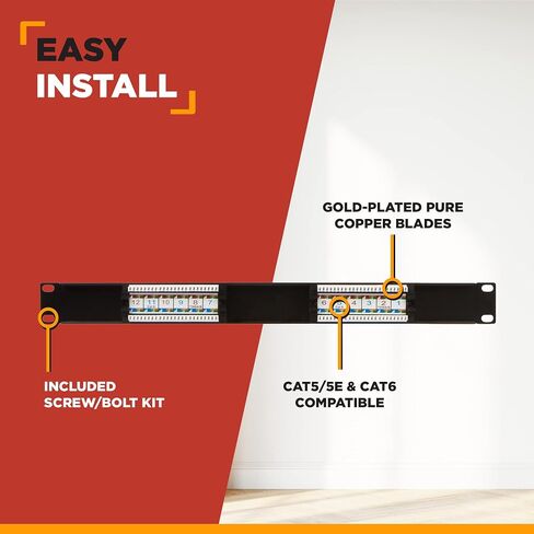 Buyer's Point 24 Port Cat6 RJ45 Patch Panel | Built for Rack or Wall Mount Cable Management w/Punch Down Tool, Server Compatible with Cat 3/4/5/5e/6 — 1 Pack in Saudi Arabia