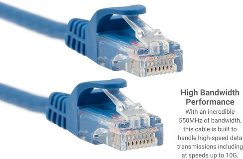 CAT6 Ethernet Snagless UTP Cable For PC TV Router Printer Switches Hubs IP Camera Gaming Consoles Access Points PVC Jacket (CM), 7ft Blue, Pure Copper Patch Cord - Lifetime Wty in Saudi Arabia