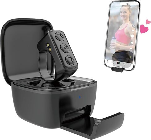 TikTok Scrolling Ring with Stand, Kindle App Page Turner (Not for Kindle Device) Phone Remote Control, Bluetooth Controller for Camera Remote, Music Control, Ring for iPhone, iPad, iOS, Android, Black in Saudi Arabia