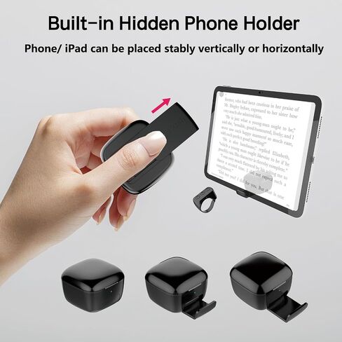 TikTok Scrolling Ring with Stand, Kindle App Page Turner (Not for Kindle Device) Phone Remote Control, Bluetooth Controller for Camera Remote, Music Control, Ring for iPhone, iPad, iOS, Android, Black in Saudi Arabia