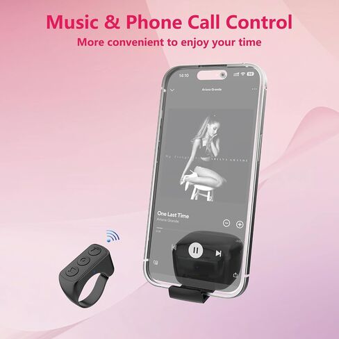 TikTok Scrolling Ring with Stand, Kindle App Page Turner (Not for Kindle Device) Phone Remote Control, Bluetooth Controller for Camera Remote, Music Control, Ring for iPhone, iPad, iOS, Android, Black in Saudi Arabia