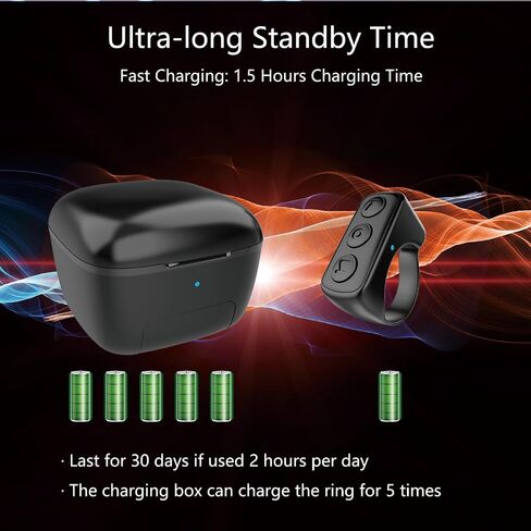 TikTok Scrolling Ring with Stand, Kindle App Page Turner (Not for Kindle Device) Phone Remote Control, Bluetooth Controller for Camera Remote, Music Control, Ring for iPhone, iPad, iOS, Android, Black in Saudi Arabia