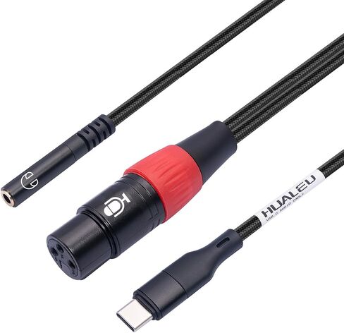 10FT USB C to XLR Female Microphone Cable & 3.5mm (1/8") Female Stereo Out Adapter,USB C to 3.5mm Headphone Cable&XLR Female Microphone Record Cable for iPhone 15 Garageband,Tablet,Laptop in Saudi Arabia