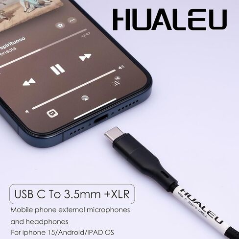 10FT USB C to XLR Female Microphone Cable & 3.5mm (1/8") Female Stereo Out Adapter,USB C to 3.5mm Headphone Cable&XLR Female Microphone Record Cable for iPhone 15 Garageband,Tablet,Laptop in Saudi Arabia