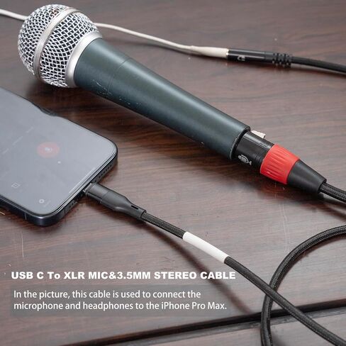10FT USB C to XLR Female Microphone Cable & 3.5mm (1/8") Female Stereo Out Adapter,USB C to 3.5mm Headphone Cable&XLR Female Microphone Record Cable for iPhone 15 Garageband,Tablet,Laptop in Saudi Arabia