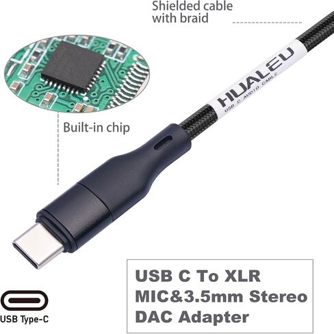 10FT USB C to XLR Female Microphone Cable & 3.5mm (1/8") Female Stereo Out Adapter,USB C to 3.5mm Headphone Cable&XLR Female Microphone Record Cable for iPhone 15 Garageband,Tablet,Laptop in Saudi Arabia