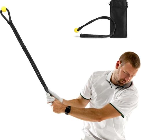 Golf Swing Training Aid, Rope Trainer Equipment Improve Swing Speed Lagging Rhythm, Golf Warm-Up Exercise for Strength and Training Arm for Golf Beginner(Black) in Saudi Arabia