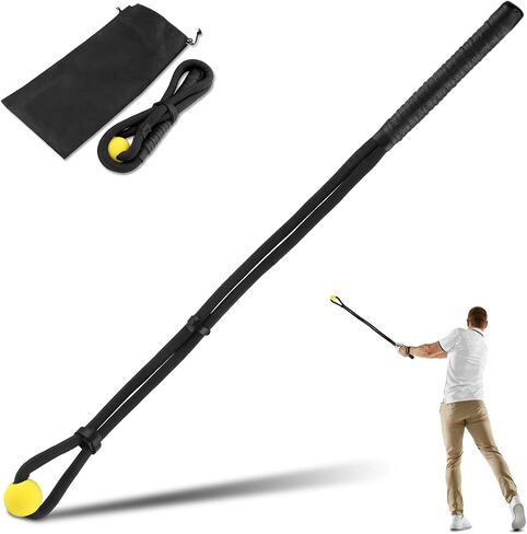 Golf Swing Training Aid, Rope Trainer Equipment Improve Swing Speed Lagging Rhythm, Golf Warm-Up Exercise for Strength and Training Arm for Golf Beginner(Black) in Saudi Arabia