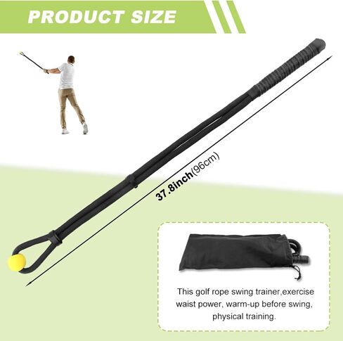 Golf Swing Training Aid, Rope Trainer Equipment Improve Swing Speed Lagging Rhythm, Golf Warm-Up Exercise for Strength and Training Arm for Golf Beginner(Black) in Saudi Arabia