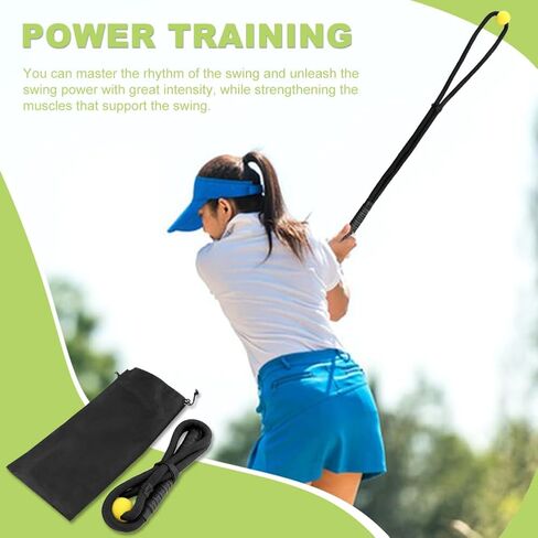 Golf Swing Training Aid, Rope Trainer Equipment Improve Swing Speed Lagging Rhythm, Golf Warm-Up Exercise for Strength and Training Arm for Golf Beginner(Black) in Saudi Arabia