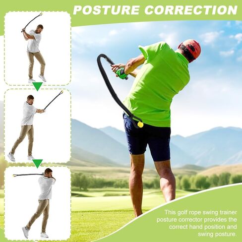 Golf Swing Training Aid, Rope Trainer Equipment Improve Swing Speed Lagging Rhythm, Golf Warm-Up Exercise for Strength and Training Arm for Golf Beginner(Black) in Saudi Arabia