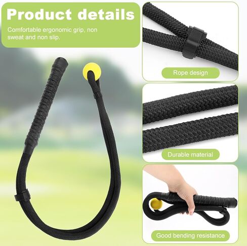 Golf Swing Training Aid, Rope Trainer Equipment Improve Swing Speed Lagging Rhythm, Golf Warm-Up Exercise for Strength and Training Arm for Golf Beginner(Black) in Saudi Arabia