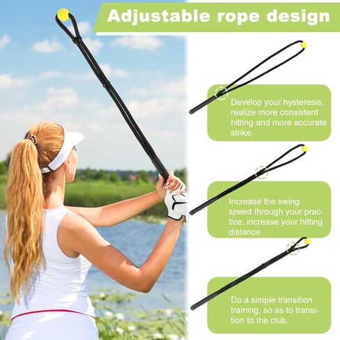 Golf Swing Training Aid, Rope Trainer Equipment Improve Swing Speed Lagging Rhythm, Golf Warm-Up Exercise for Strength and Training Arm for Golf Beginner(Black) in Saudi Arabia