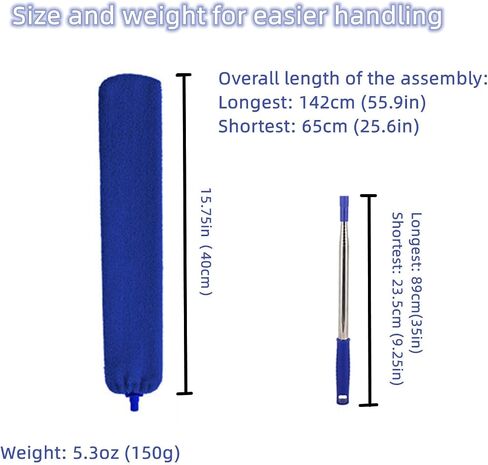 Retractable Gap Dust Cleaner, Cleaning Tool Under Appliance Or Sofa,Microfiber Hand Duster, Detachable and Washable Gap Cleaning Brush, Couch Cleaner, Including A Replacement Cloth Cover（Blue） in Saudi Arabia