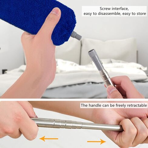 Retractable Gap Dust Cleaner, Cleaning Tool Under Appliance Or Sofa,Microfiber Hand Duster, Detachable and Washable Gap Cleaning Brush, Couch Cleaner, Including A Replacement Cloth Cover（Blue） in Saudi Arabia