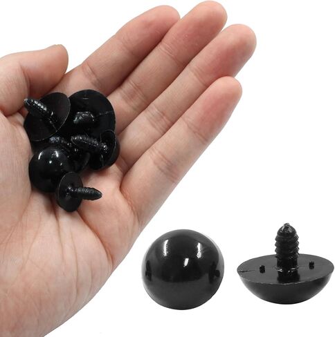 Hitefu 120 Pieces Large Safety Eye 14-24mm Black Plastic Doll Eye with Washer - Solid Craft Doll Eye for DIY Puppet Crafts Teddy Bear Amigurumi Making Supplies (6 Sizes) in Saudi Arabia
