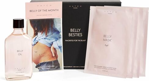 مجموعة HATCH Belly Bestie - زيت البطن، 4 أقنعة للبطن، وشم بطن غير سام - أساسيات الأمومة - هدايا مركزة على البطن هدية مثالية للأمومة in Kuwait