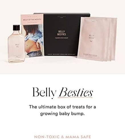 مجموعة HATCH Belly Bestie - زيت البطن، 4 أقنعة للبطن، وشم بطن غير سام - أساسيات الأمومة - هدايا مركزة على البطن هدية مثالية للأمومة in Kuwait
