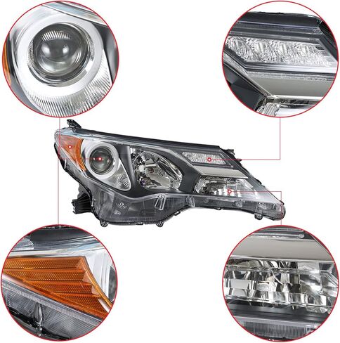 استبدال مجموعة المصابيح الأمامية WFLNHB لـ 2013 2014 2015 Toyota RAV4 جهاز عرض المصابيح الأمامية السوداء للسائق وجانب الركاب in Kuwait