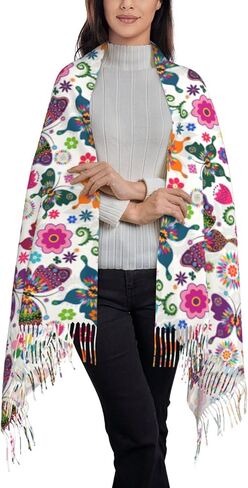 وشاح طويل ملون على شكل فراشة يلتف الباشمينا للنساء والفتيات مع شرابات ناعمة ودافئة in Kuwait