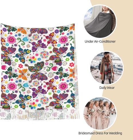 وشاح طويل ملون على شكل فراشة يلتف الباشمينا للنساء والفتيات مع شرابات ناعمة ودافئة in Kuwait