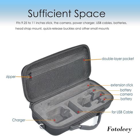 Fotoleey Carry Case for Insta360 X4 with Shoulder Strap, Handle, Nylon & EVA Material Hard Shell in Saudi Arabia