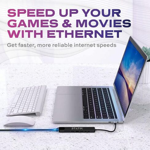 محول متعدد المنافذ USB C من STATIK UltraHub - محطة إرساء USB C - محور USB 3.0 يعمل 8 في 1 مع محول HDMI USB C 4K، قاعدة توصيل USB C، منفذ إيثرنت 100 ميجابت في الثانية، قارئ بطاقة SD/TF وقاعدة كمبيوتر محمول in Kuwait