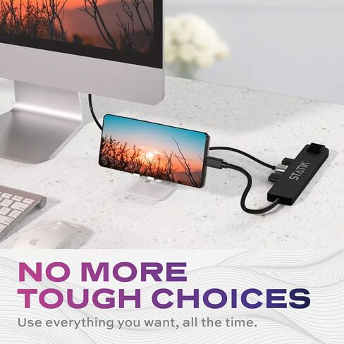 محول متعدد المنافذ USB C من STATIK UltraHub - محطة إرساء USB C - محور USB 3.0 يعمل 8 في 1 مع محول HDMI USB C 4K، قاعدة توصيل USB C، منفذ إيثرنت 100 ميجابت في الثانية، قارئ بطاقة SD/TF وقاعدة كمبيوتر محمول in Kuwait