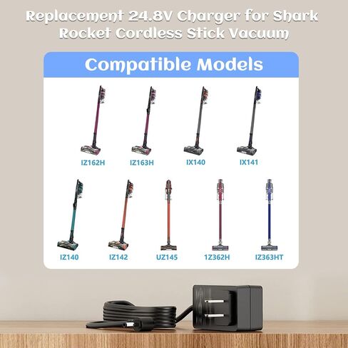 for Shark Vacuum Charger Cord, 24.8V AC Adapter for Shark Rocket Pro DK33-248080H-U IZ140 IX140 IX141 IZ162H26 IZ142 UZ145 IZ140C IZ141C IZ162HC XBCHGX140 XSBT620 Stick Vac Vacuum Power Cord in Kuwait