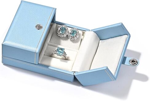 Oirlv صندوق مجوهرات جلدي متعدد الوظائف صندوق منظم مجوهرات صندوق مجوهرات للسفر لقلادة وحلقة القرط (رمادي-أزرق) in Kuwait