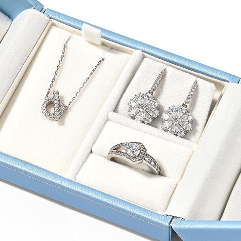 Oirlv صندوق مجوهرات جلدي متعدد الوظائف صندوق منظم مجوهرات صندوق مجوهرات للسفر لقلادة وحلقة القرط (رمادي-أزرق) in Kuwait