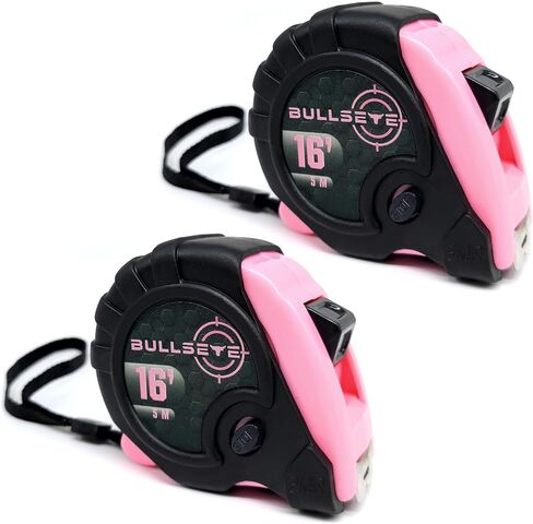 Bullseye Tape Measure 16 Foot | Pink | Premium-Quality Retractable Measuring Tape with Pause Buttons | Easy to Read Measurements in Standard & Metric - Centimeters & Inches in Saudi Arabia