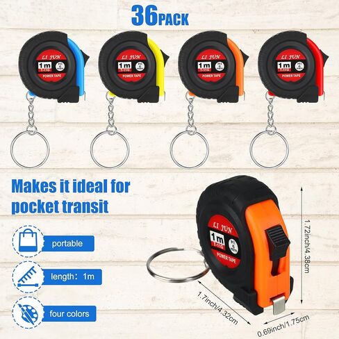 36 Pcs Father's Day Dad Gifts Mini Tape Measure Keychain Bulk Retractable Measuring Tape with Slide Lock 3 Ft/ 1m Portable Pocket Small Tape Measure for Dad Party Favors in Saudi Arabia