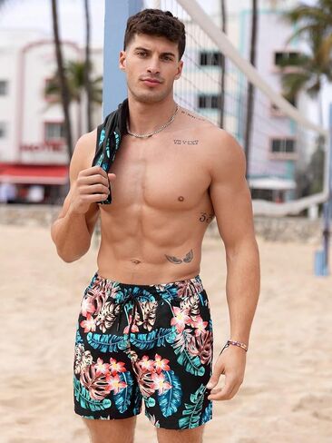 WDIRARA Men's 2 Piece Tropical Crewneck Summer Tank Top and Drawstring Pocket Shorts Set in Saudi Arabia