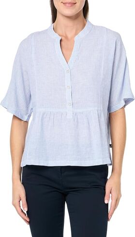 Nautica Women's Popover Short Sleeve Linen Blend Shirt in Saudi Arabia