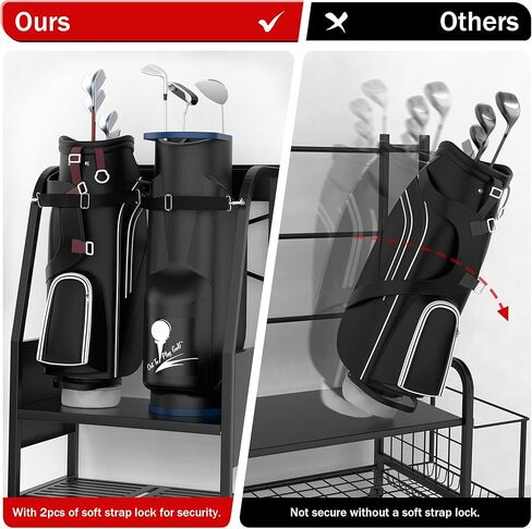 رف تخزين حقيبة الجولف من Ultrawall للجراج، منظم معدات الجولف لحقائب الجولف وملحقاتها، حامل حقيبة الجولف مع أقدام التسوية، تخزين الجولف المثبت على الحائط، أسود in Kuwait