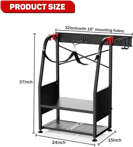 رف تخزين حقيبة الجولف من Ultrawall للجراج، منظم معدات الجولف لحقائب الجولف وملحقاتها، حامل حقيبة الجولف مع أقدام التسوية، تخزين الجولف المثبت على الحائط، أسود in Kuwait