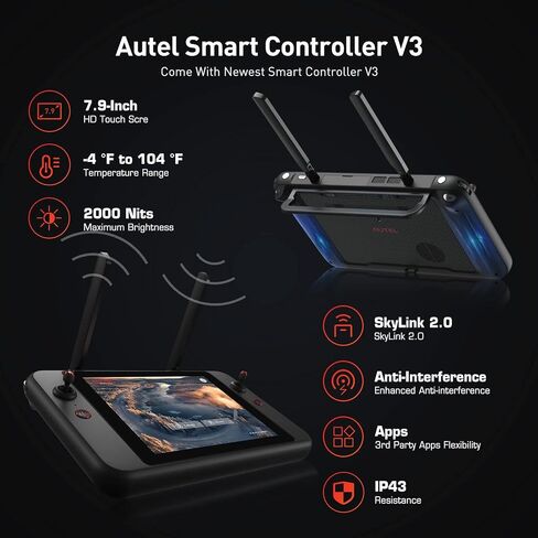 حزمة Autel Robotics EVO II Pro Enterprise V3، أحدث طائرة بدون طيار بمستشعر CMOS 2024 مقاس 6K 1 بوصة، نقل فيديو بطول 15 كيلومتر، طيران لمدة 42 دقيقة، جهاز استقبال ADS-B وتشفير البيانات، للسلامة العامة/المرور/فحص الطاقة in Saudi Arabia