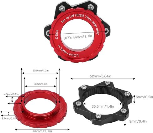 Bike Centerlock to 6 Bolt Fitting Adapter Lockring Aluminium Alloy Axle Hub Adapter for Thru Axle Hub(red) in Saudi Arabia
