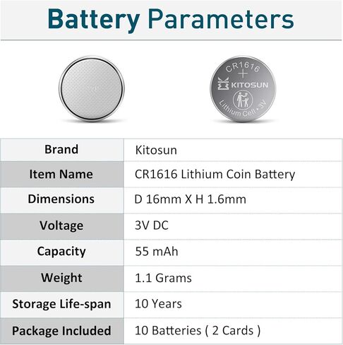KITOSUN CR1616 3V Lithium Coin Battery – 3 Volt CR 1616 Lithium Cell Button Batteries Replacement for Car Key Fob Remote Control Honda Accord CRV Pilot Civic Acura TL TSX ZDX Keyless Entry Remote in Saudi Arabia