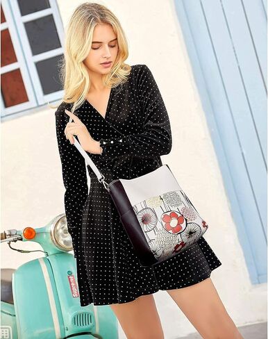 BROMEN Women Hobo Handbags Cross-body Purse Printed Pattern and Women Crossbody Bags Wristlet Wallet black Bundle in Kuwait