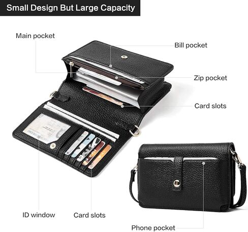 BROMEN Women Hobo Handbags Cross-body Purse Printed Pattern and Women Crossbody Bags Wristlet Wallet black Bundle in Kuwait