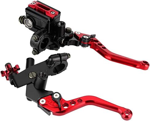 Health Gear Master Cylinder Levers, 7/8 Inch Motorcycle Clutch Brake Handle Lever Motorcycle Master Cylinder Kit with Fluid Reservoir for Most Motorcycles, 1 Pair (Red) in Saudi Arabia