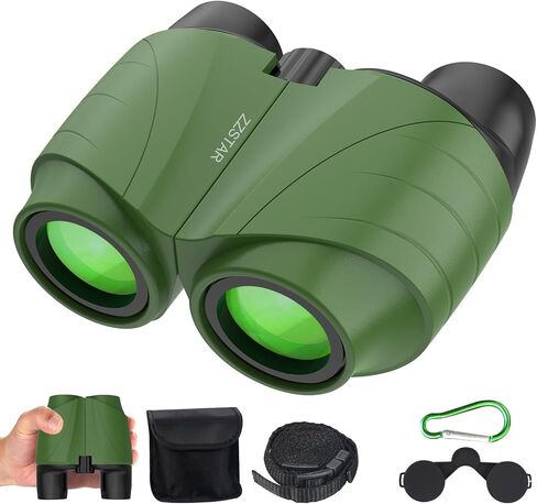 12x26 Binoculars for Adults Kids, Foldable Compact Binoculars with FMC Lens & BAK4 Prism, Easy Focus Low Light Vision Small Binoculars for Bird Watching,Travel, Hunting, Hiking, Green in Saudi Arabia