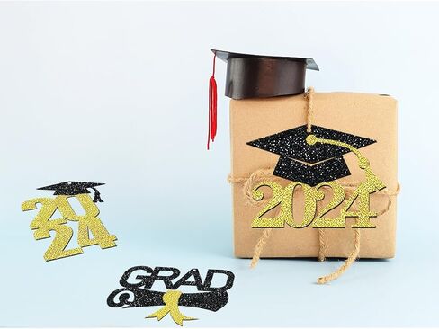 24 قطعة من علامات التخرج 2024 لديكورات التخرج، قطع مركزية للتخرج من فئة 2024 - بطاقات هدايا التخرج لديكورات حفلات التخرج، 2024 علامات مفرغة لتزيين طاولة التخرج (أزرق) in Kuwait