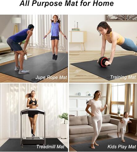 سجادة يوجا كبيرة مقاس 6 × 4 بوصة عريضة جدًا بسمك 6 مم لصالة الألعاب الرياضية المنزلية، سجادة تمرين غير قابلة للانزلاق لليوجا والبيلاتس والتمدد والأرضية - أسود in Kuwait